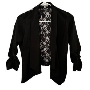 Charlotte Russe Lace-Back Blazer XS • Black Floral Lace • Romantic Chic Layering